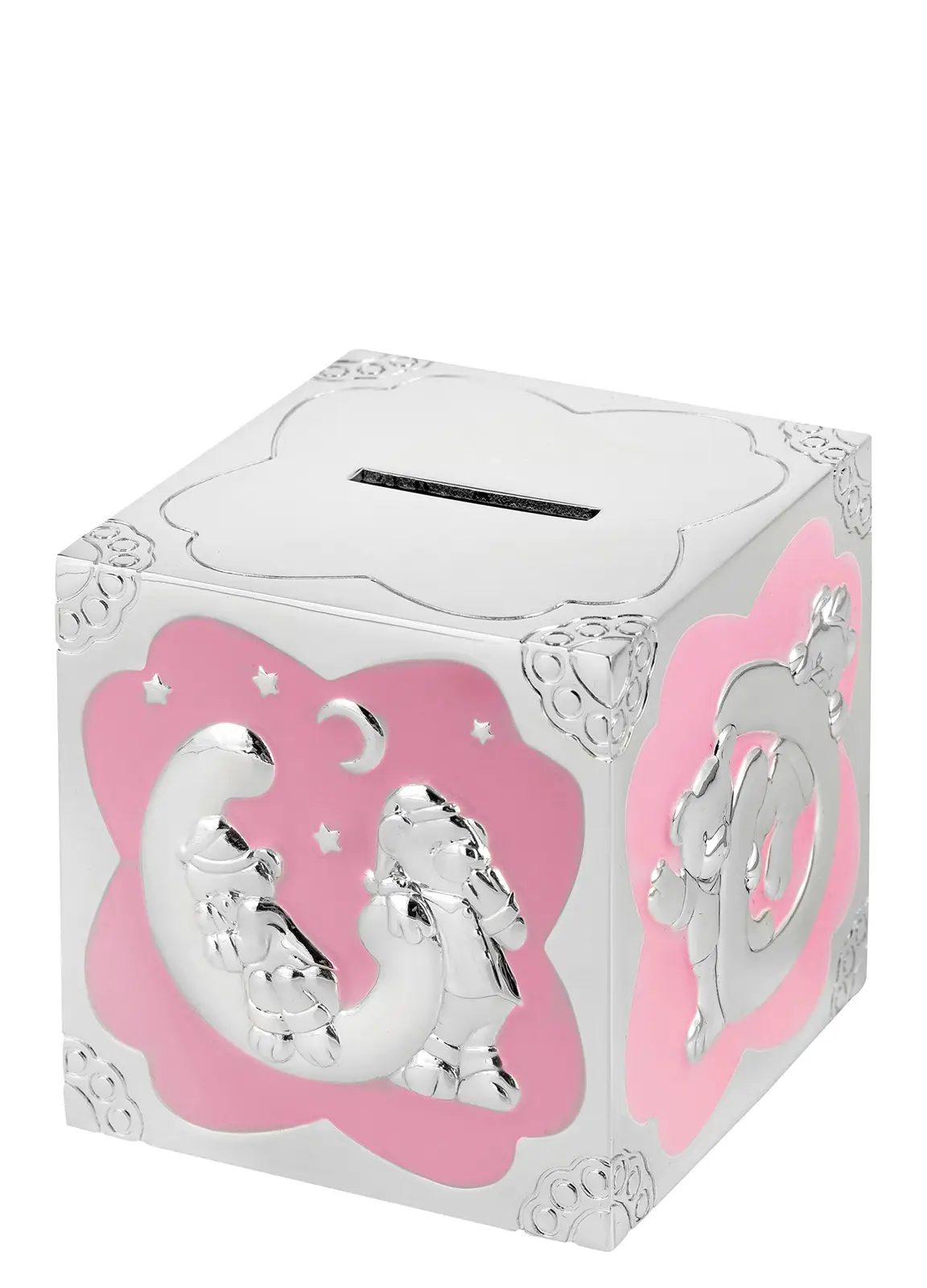 Pink Coin Boxes Pink Teddy Cube Money Box - SilverTrophy